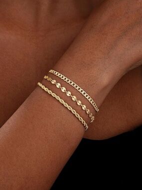 Etoile Gold Dainty Cuban Link Bracelet Stack Set